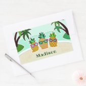 Cool Beach Pineapples individuelle Name Aufkleber (Umschlag)