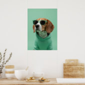 Cool Beagle Portrait in Hoodie and Sunglasses Poster (Küche)