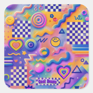 Cool Beans Pastel | Kidcore Quadratischer Aufklebe Aufkleber
