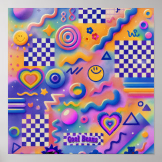 Cool Beans Pastell | Cute Gittermuster Kidcore Kun Poster