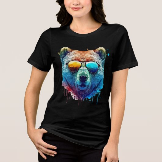 Cool Bear Shades Graphic T-Shirt Tri-Blend Shirt (Vorderseite)