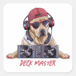 Cool Beats Canine DJ Quadratischer Aufkleber