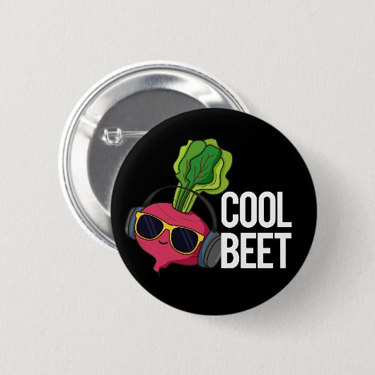 Cool Beet Funny Veggie Pun Dark BG Button (Vorne & Hinten)