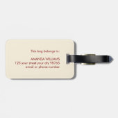 Cool Beige Deep Red Bold Bon Voyage Gepäckanhänger (Rückseite horizontal)