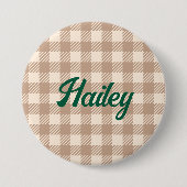 Cool-Beige-Gingham-Preppy, kariert geprüft Button (Vorderseite)