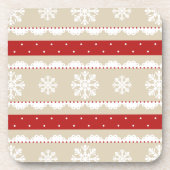 Cool Beige Red White Christmas Pattern Untersetzer (Vorderseite)
