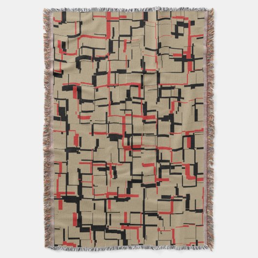 COOL Beige Rot Schwarz Einziges Muster Decke (Vorderseite Vertikal)