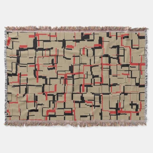 COOL Beige Rot Schwarz Einziges Muster Decke (Vorderseite)