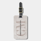 Cool Beige Schwarz Fett Monogramm Gepäckanhänger (Vorderseite vertikal)