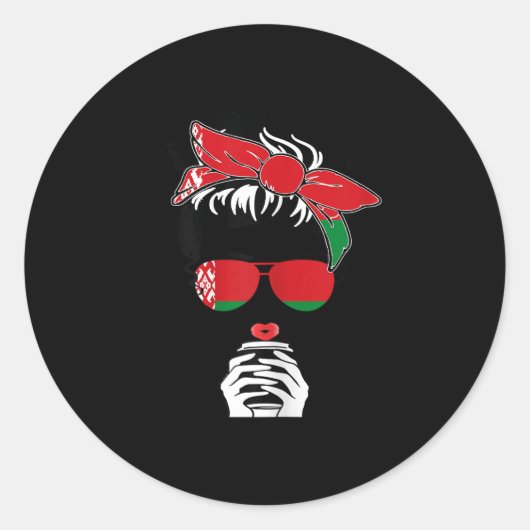 Cool Belarusian Coffee Mom Girl Sis Aunt Belarus F Runder Aufkleber (Vorderseite)