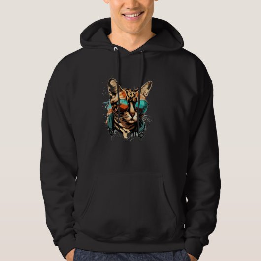 Cool Bengal Cat Face with Sunglasses Hoodie (Vorderseite)