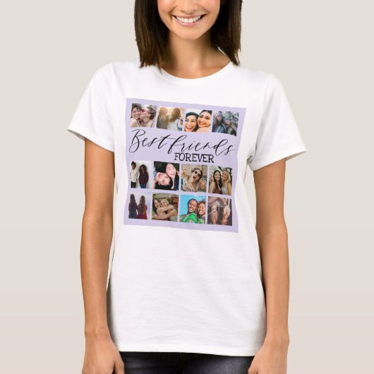 Cool Best Friends Lila FotoCollage T-Shirt (Vorderseite)