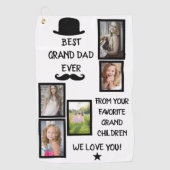 Cool Best Grand Vater Ever Black Script Foto Golf Golfhandtuch (Vorderseite)