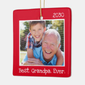 Cool Beste Opa je Foto Personalisiert Rot Keramikornament (Links)