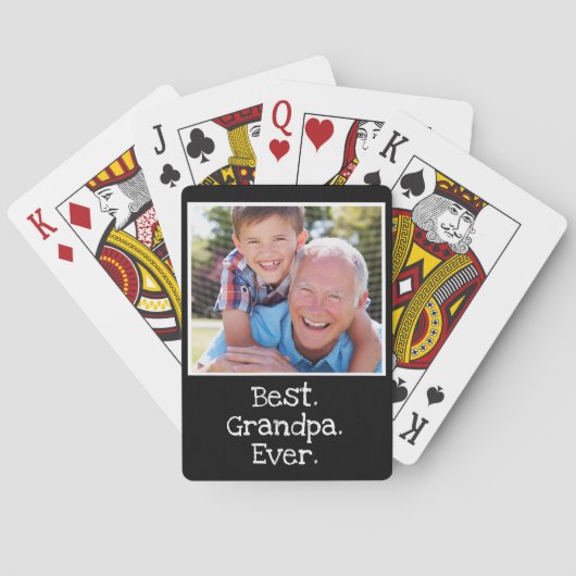 Cool Beste Opa je Foto Personalisiert Schwarz Spielkarten (Rückseite)