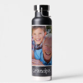 Cool Beste Opa je Foto Personalisiert Schwarz Trinkflasche (Links)