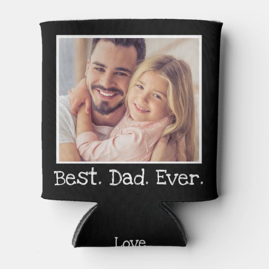 Cool Bester Vater je Foto Personalisiert Schwarz-w Dosenkühler (Vorderseite)