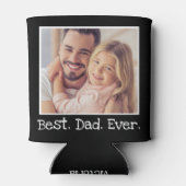 Cool Bester Vater je Foto Personalisiert Schwarz-w Dosenkühler (Rückseite)