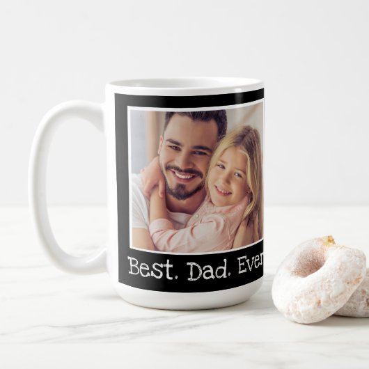 Cool Bester Vater je Foto Personalisiert Schwarz-w Kaffeetasse (Mit Donut)