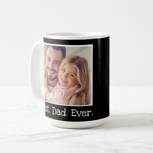 Cool Bester Vater je Foto Personalisiert Schwarz-w Kaffeetasse (Vorderseite Links)