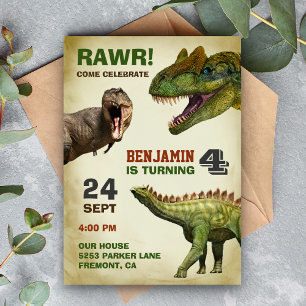Cool Big Dinosaur Kindergeburtstag Party Einladung