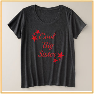 Cool Big Sister Red Stars Große Größe T-Shirt