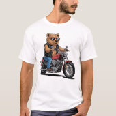 Cool Biker Bear on Bobber Motorcycle T-Shirt (Vorderseite)