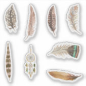 Cool Bird indian feathers watercolor scrapbook Aufkleber (Vorderseite)
