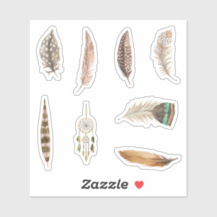 Cool Bird indian feathers watercolor scrapbook Aufkleber