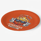 Cool Birthday Boy with Basketball Theme Pappteller (Schrägansicht)