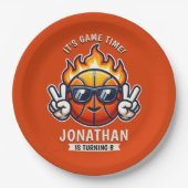 Cool Birthday Boy with Basketball Theme Pappteller (Vorderseite)