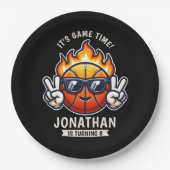Cool Birthday Boy with Basketball Theme Pappteller (Vorderseite)