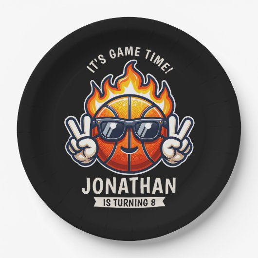 Cool Birthday Boy with Basketball Theme Pappteller (Vorderseite)