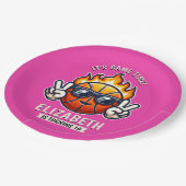 Cool Birthday Girl with Basketball Theme Pappteller (Schrägansicht)