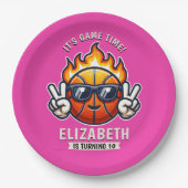 Cool Birthday Girl with Basketball Theme Pappteller (Vorderseite)