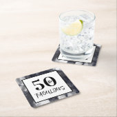 Cool Black and white 50 and Fabulous Birthday Rechteckiger Pappuntersetzer (Vor Ort)