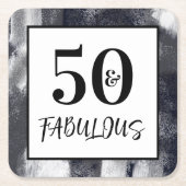 Cool Black and white 50 and Fabulous Birthday Rechteckiger Pappuntersetzer (Vorderseite)