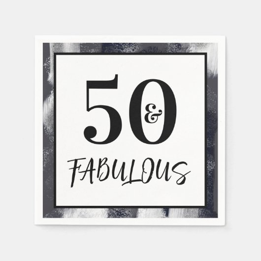 Cool Black and white 50 and Fabulous Birthday Serviette (Vorderseite)