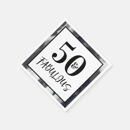 Cool Black and white 50 and Fabulous Birthday Serviette (Ecke)