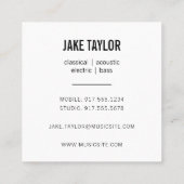 Cool Black & Aqua Guitar Instructor Quadratische Visitenkarte (Rückseite)