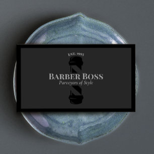 Cool Black Barber Pole Barbershop Visitenkarte