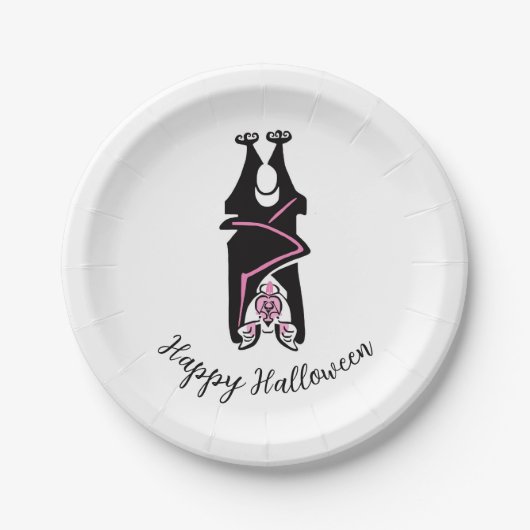 Cool Black BAT - Happy Halloween - Party Pappteller (Vorderseite)