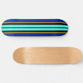 Cool Black Bright Aqua Royal Blue Racing Streifen Skateboard (Horizontal)