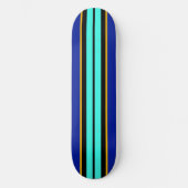 Cool Black Bright Aqua Royal Blue Racing Streifen Skateboard (Vorderseite)