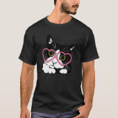 Cool Black Cat Kitten Red Heart Brillen Happy vale T-Shirt (Vorderseite)