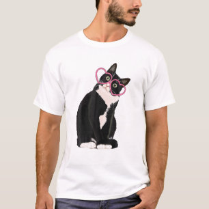 Cool Black Cat Kitten Red Heart Brillen Happy Vale T-Shirt