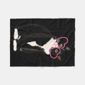 Cool Black Cat Kitten Red Heart Gles Happy Valenti Fleecedecke (Vorderseite (Horizontal))