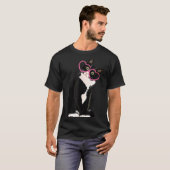 Cool Black Cat Kitten Red Heart Gles Happy Valenti T-Shirt (Vorne ganz)