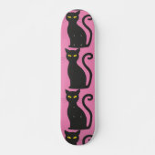 COOL BLACK CAT PINK SKATEBOARD (Vorne)
