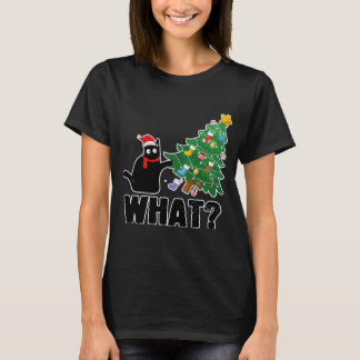 Cool Black Cat Was Weihnachten antreibt T-Shirt
